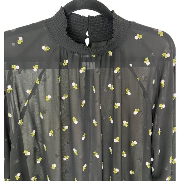 CAbi Black Sheer Floral Embroidered Blouse Size XL, Style 5338 - Picture 5 of 10